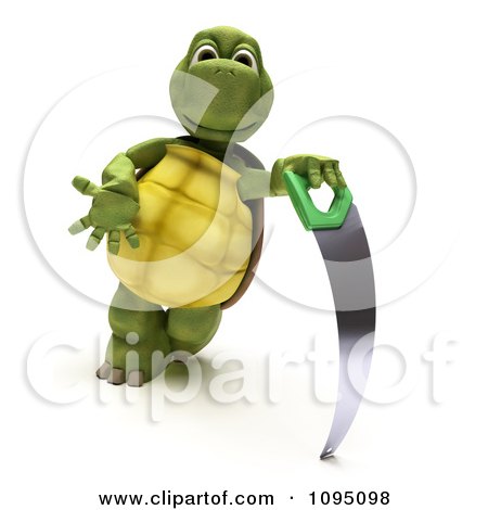Clipart 3d Tortoise Leaning On A Saw - Royalty Free CGI Illustration by KJ Pargeter