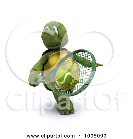 Clipart 3d Tortoise Playing Tennis - Royalty Free CGI Illustration by KJ Pargeter