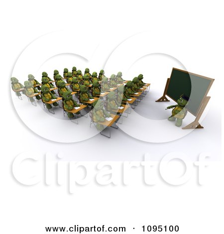 Clipart 3d Tortoise Teacher And Class Of Students - Royalty Free CGI Illustration by KJ Pargeter