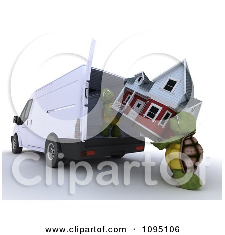 Clipart 3d Tortoises A House Into A Moving Van - Royalty Free CGI Illustration by KJ Pargeter