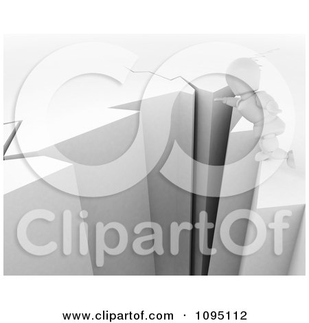 Clipart 3d White Character Balancing On A Cliff - Royalty Free CGI Illustration by KJ Pargeter
