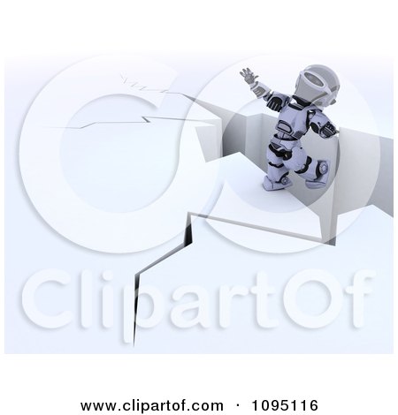 Clipart 3d Robot Balancing On A Cliff - Royalty Free CGI Illustration by KJ Pargeter