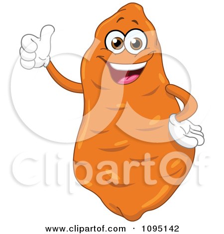 Clipart Happy Sweet Potato Holding A Thumb Up - Royalty Free Vector Illustration by yayayoyo
