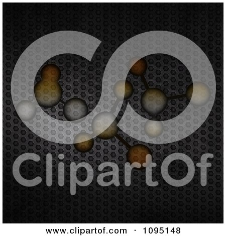 Clipart Molecules Over Perforated Metal - Royalty Free CGI Illustration by elaineitalia