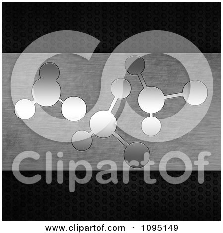 Clipart Molecules On Brushed Silver Over Perforated Metal - Royalty Free CGI Illustration by elaineitalia