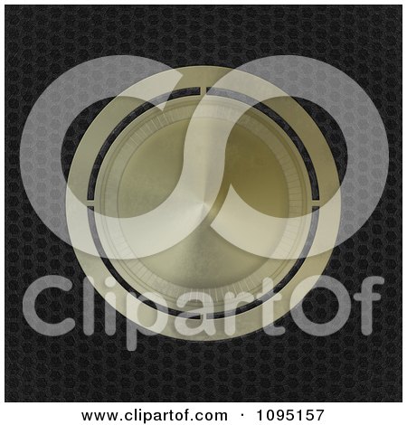 Clipart 3d Gold Metal Brass Badge On Perforated Metal - Royalty Free CGI Illustration by elaineitalia