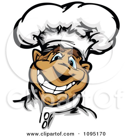 Clipart Friendly Male Chef Smiling And Wearing A Hat - Royalty Free Vector Illustration by Chromaco