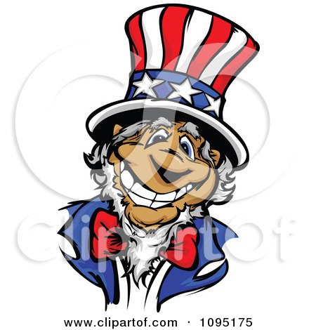 Clipart Jolly Uncle Sam Smiling And Wearing An American Top Hat - Royalty Free Vector Illustration by Chromaco