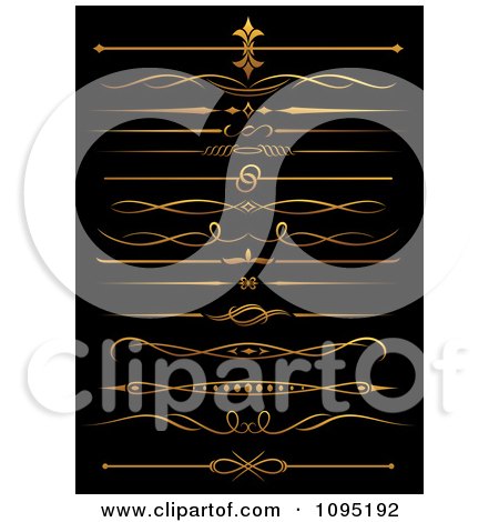 Clipart Golden Flourish Rule And Border Design Elements 10 - Royalty Free Vector Illustration by Vector Tradition SM