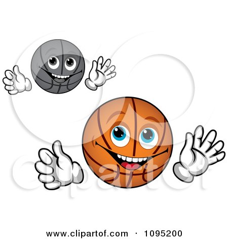 Clipart Orange And Gray Waving Basketballs - Royalty Free Vector Illustration by Vector Tradition SM