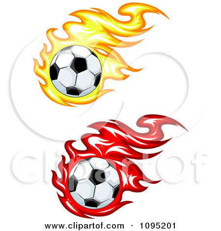Clipart Soccer Balls With Yellow And Red Flames - Royalty Free Vector Illustration by Vector Tradition SM