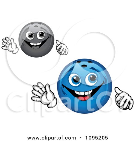 Clipart Blue And Gray Waving Bowling Balls - Royalty Free Vector Illustration by Vector Tradition SM
