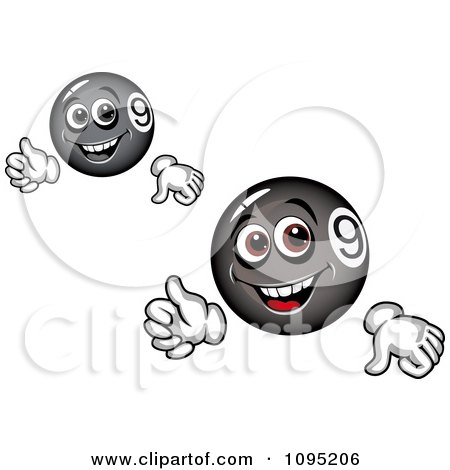 Clipart Black And Gray Thumbs Up Billiards Balls - Royalty Free Vector Illustration by Vector Tradition SM