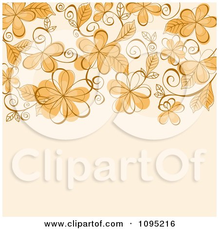 Clipart Orange And Tan Floral Background - Royalty Free Vector Illustration by Vector Tradition SM