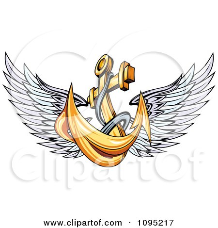 Clipart Gold Winged Anchor - Royalty Free Vector Illustration by Vector Tradition SM