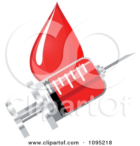 Clipart Vaccine Syringe And Blood Drop - Royalty Free Vector Illustration by Vector Tradition SM