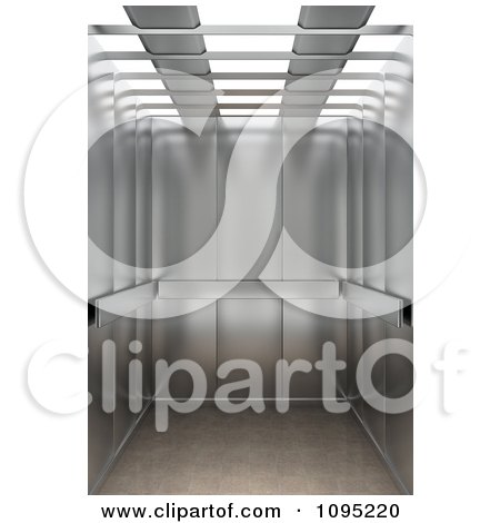 Clipart 3d Shiny Chrome Elevator With Open Doors - Royalty Free CGI Illustration by stockillustrations