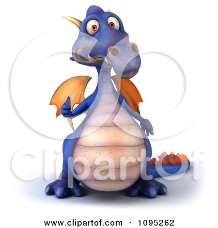 Clipart 3d Purple Dragon Holding A Thumb Up 2 - Royalty Free CGI Illustration by Julos