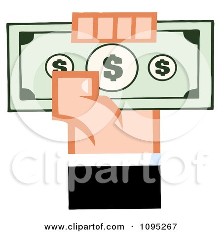 Clipart Caucasian Hand Holding Up Cash - Royalty Free Vector Illustration by Hit Toon