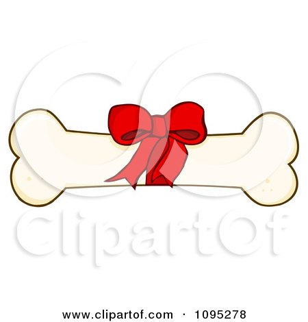 Clipart Bow On A Dog Bone - Royalty Free Vector Illustration by Hit Toon