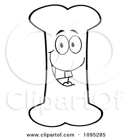 Clipart Black And White Happy Bone - Royalty Free Vector Illustration by Hit Toon