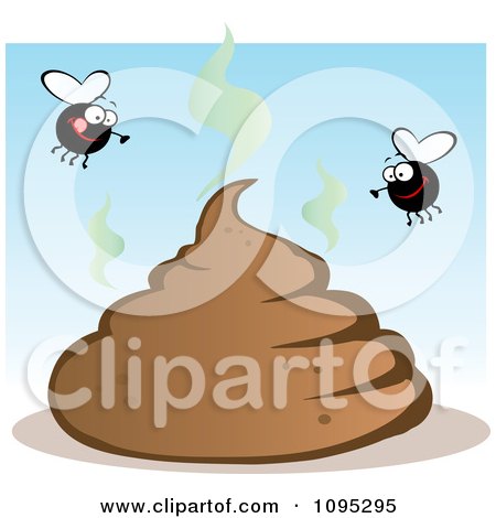 Clipart Flies Over A Smelly Pile Of Poop - Royalty Free Vector Illustration by Hit Toon