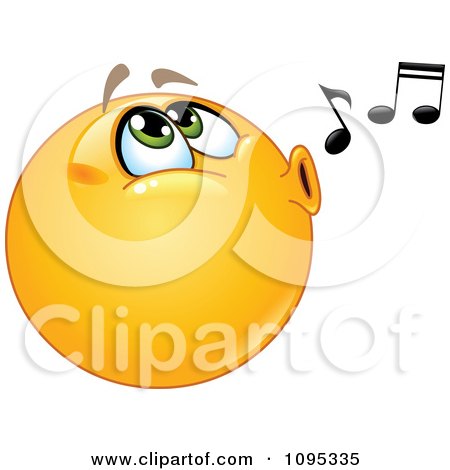 Clipart Smiley Face Emoticon Whistling A Tune - Royalty Free Vector Illustration by yayayoyo