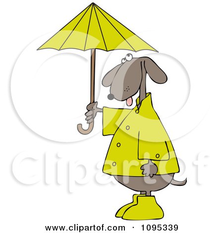 Clipart Dog Standing Upright And Holding An Umbrella - Royalty Free Vector Illustration by djart