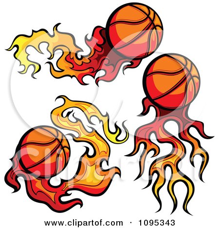 Clipart Three Flaming Basketballs - Royalty Free Vector Illustration by Chromaco