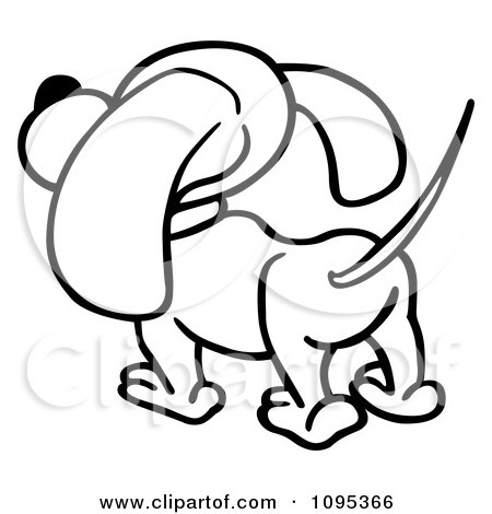 Clipart Outlined Rear View Of A Dog - Royalty Free Vector Illustration by dero