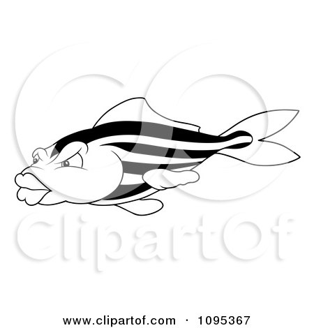 Clipart Black And White Striped Fish - Royalty Free Vector Illustration by dero
