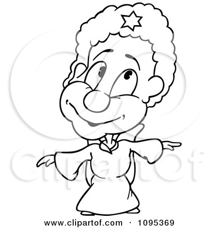 Clipart Outlined Angel Pointing - Royalty Free Vector Illustration by dero