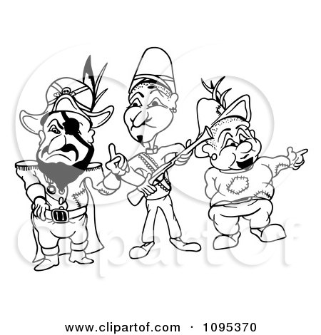 Clipart Outlined Bandits Standing Together - Royalty Free Vector Illustration by dero