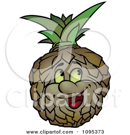 Clipart Happy Pineapple Looking Upwards - Royalty Free Vector Illustration by dero