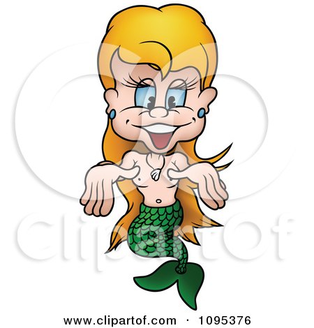 Clipart Happy Blond Mermaid Holding Out Her Hands - Royalty Free Vector Illustration by dero