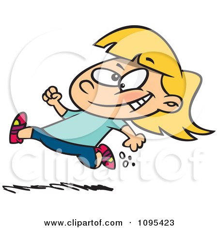 Clipart Cartoon Little Girl Running - Royalty Free Vector Illustration by toonaday