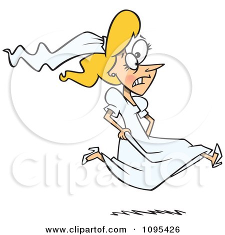 Clipart Cartoon Runaway Or Late Bride - Royalty Free Vector Illustration by toonaday