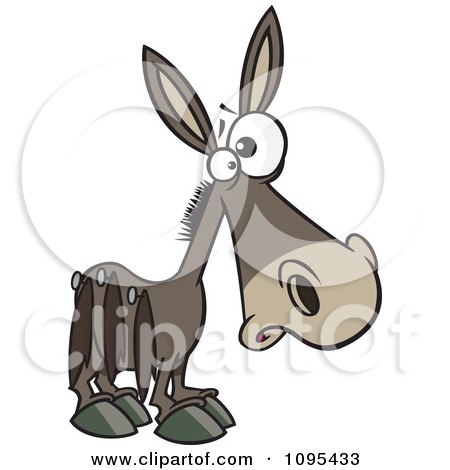 Clipart Cartoon Donkey Pinned With Tails On His Side - Royalty Free Vector Illustration by toonaday