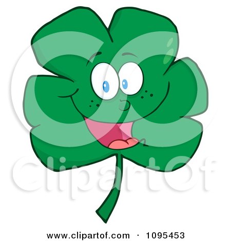 Clipart Happy Smiling St Patricks Day Clover - Royalty Free Vector Illustration by Hit Toon