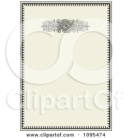 Clipart Black Ornamental Wedding Invitation Frame With Swirls And Copyspace Over Beige 1 - Royalty Free Vector Illustration by BestVector