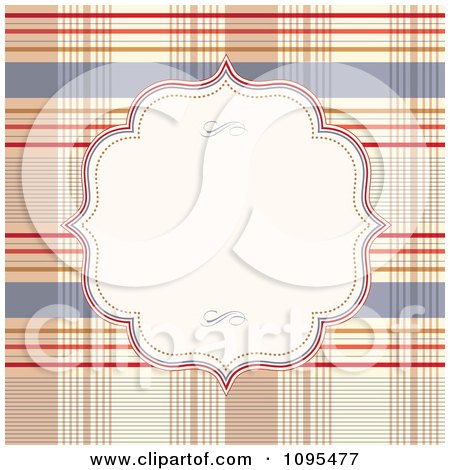 Clipart White Frame Over A Plaid Pattern - Royalty Free Vector Illustration by BestVector