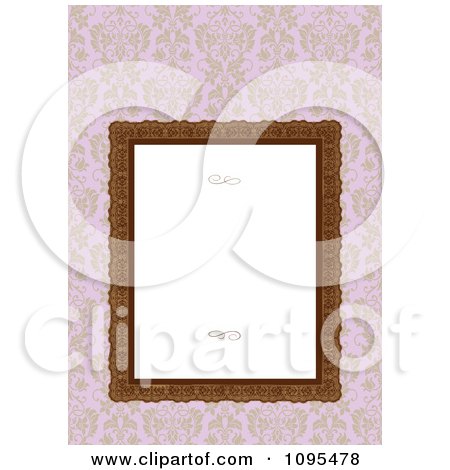 Clipart Ornate Frame With Swirls And White Copyspace Over Pink Floral - Royalty Free Vector Illustration by BestVector