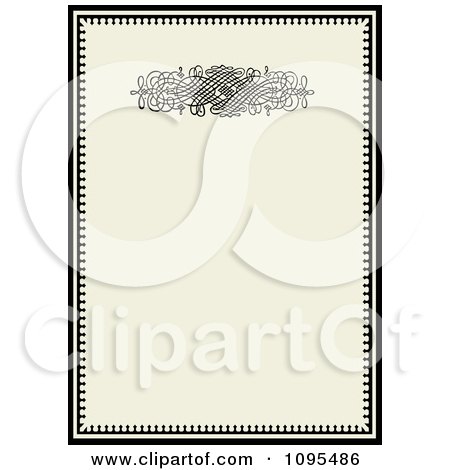 Clipart Black Ornamental Wedding Invitation Frame With Swirls And Copyspace Over Beige 2 - Royalty Free Vector Illustration by BestVector
