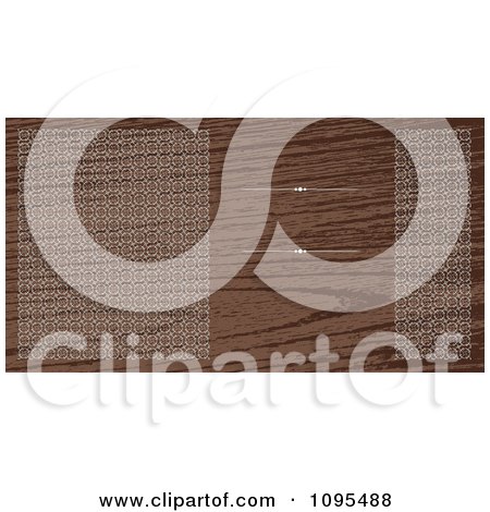 Clipart Wood Grain Wedding Invitation With Ornate Circles Bordering Copyspace With Rules - Royalty Free Vector Illustration by BestVector