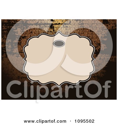 Clipart Beige Frame Over A Brown Distressed Pattern - Royalty Free Vector Illustration by BestVector