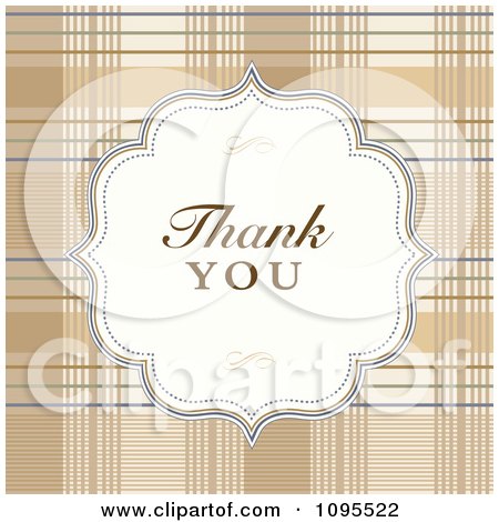 Clipart Thank You Frame On Brown Plaid - Royalty Free Vector Illustration by BestVector