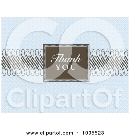 Clipart Brown Thank You Frame With Swirls On Blue - Royalty Free Vector Illustration by BestVector