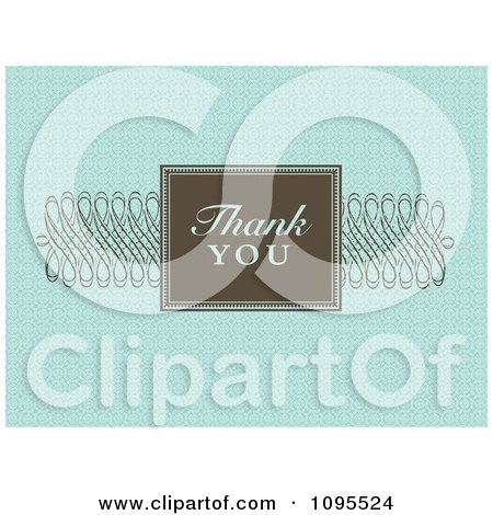Clipart Brown Thank You Frame With Swirls On Green - Royalty Free Vector Illustration by BestVector