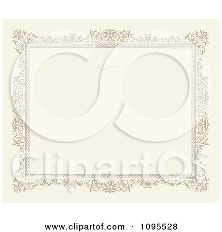 Clipart Ornate Floral Frame With A Swirl And Copyspace On Beige - Royalty Free Vector Illustration by BestVector
