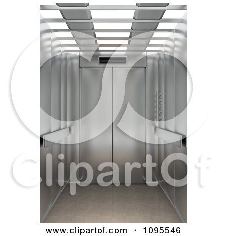 Clipart 3d Shiny Chrome Elevator With Bright Lights - Royalty Free CGI Illustration by stockillustrations
